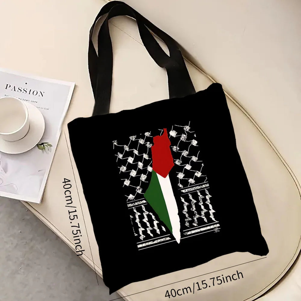 Heart Peace Floral Shoulder Bags Arabic Calligraphy Arab Keffiyeh