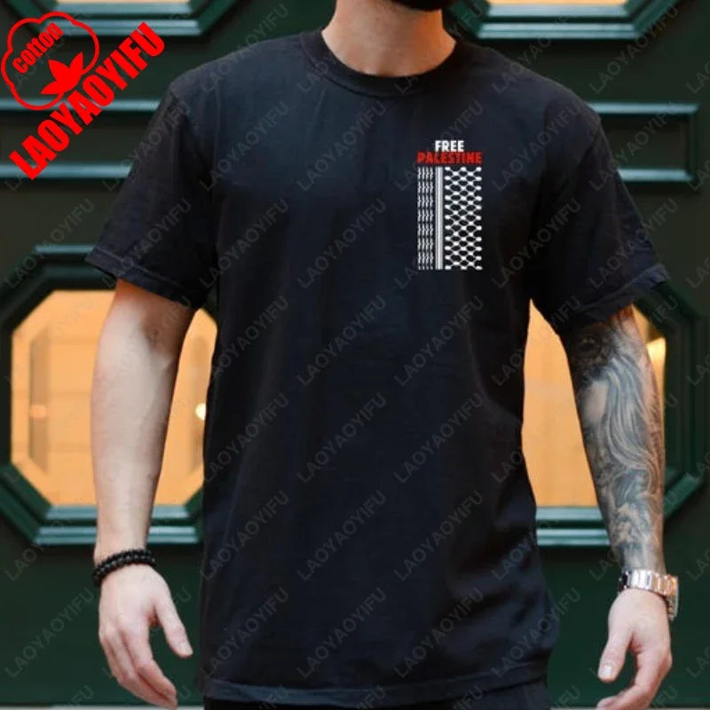 Gaza Keffiyeh Shirt Handala Short-sleeve  Minimalist Breathable Tops