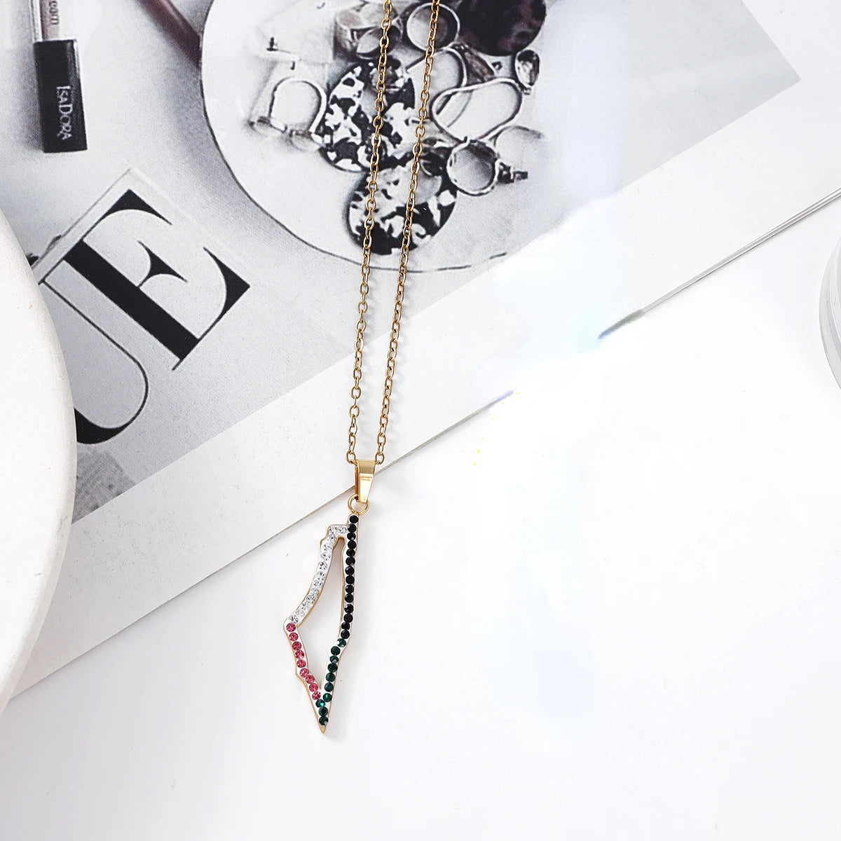 Palestine map frame necklace