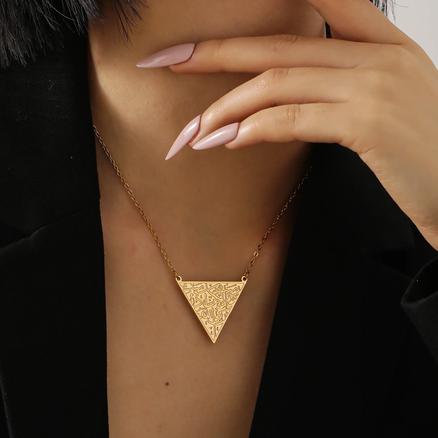 necklace Triangle victory jewelry accessories Unisex Stainless steel Jewelry gifts Arabic Love
