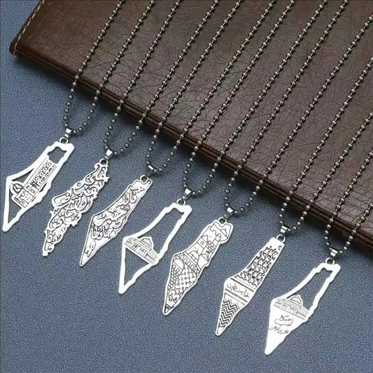 Palestine Country Map Flag Pendant