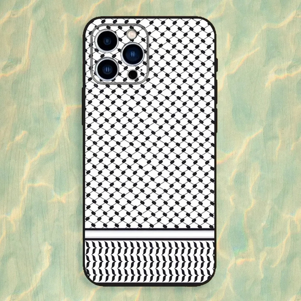 P-Palestines Hattah Keffiyeh Phone Case For iPhone 16,15,14,13,12,11 Plus,Pro Max,XS,X,XR,SE,Mini,8,7,Soft Silicone Black Cover