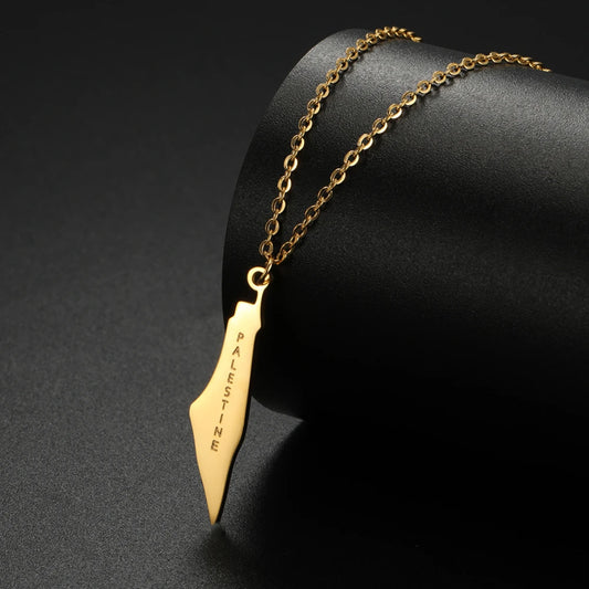 My Shape Palestine Map Pendant Necklaces for Women Men Gifts Palestinians Ethnic Map Choker Neck Chain Stainless Steel Jewelry