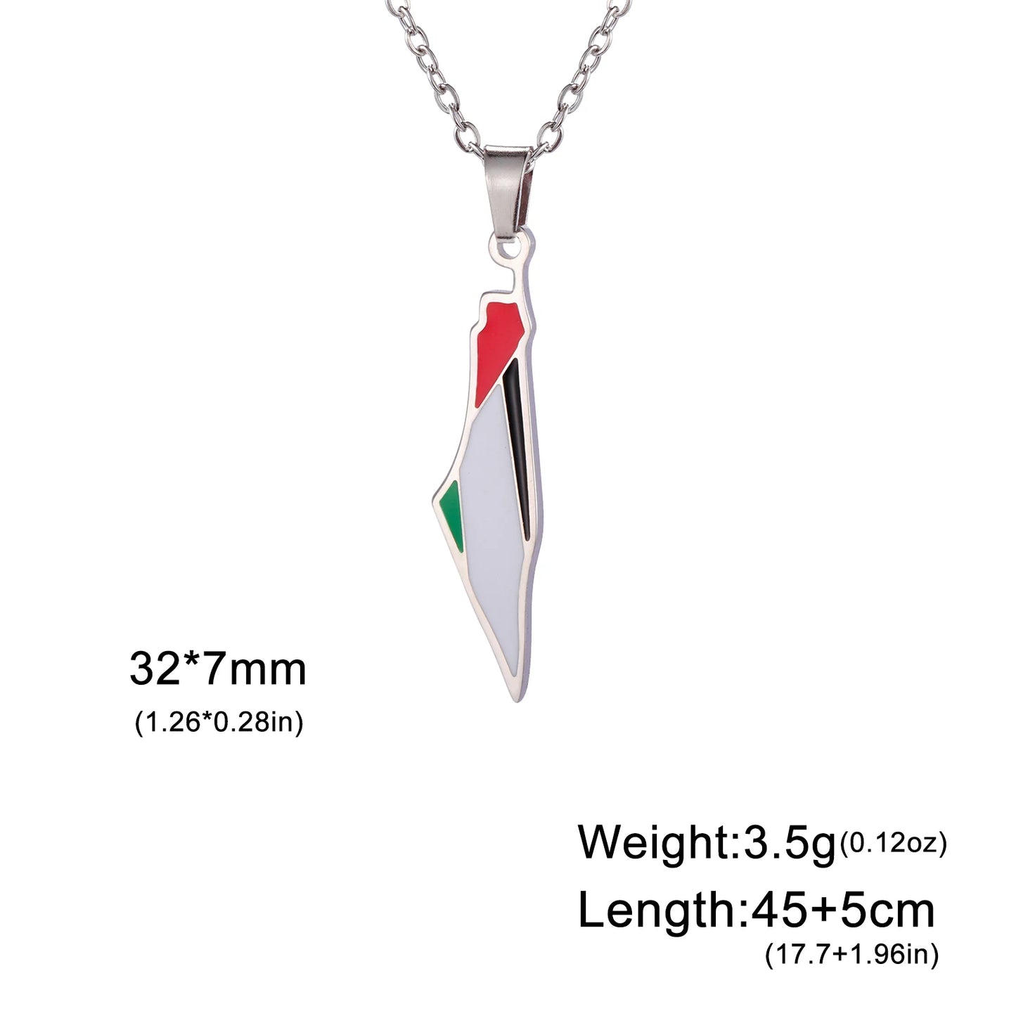 Skyrim Arabic Palestine Map Pendant Necklace Stainless Steel Neck Chain for Women Men Country Geography Jewelry Gift Wholesale