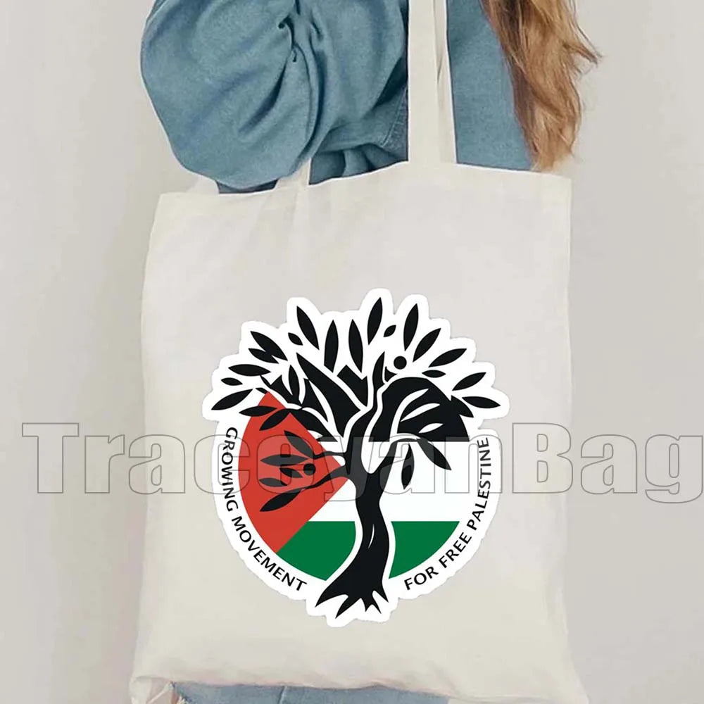 Keffiyeh Olive Tree Al Aqsa Dome of The Rock Canvas Shoulder Bag
