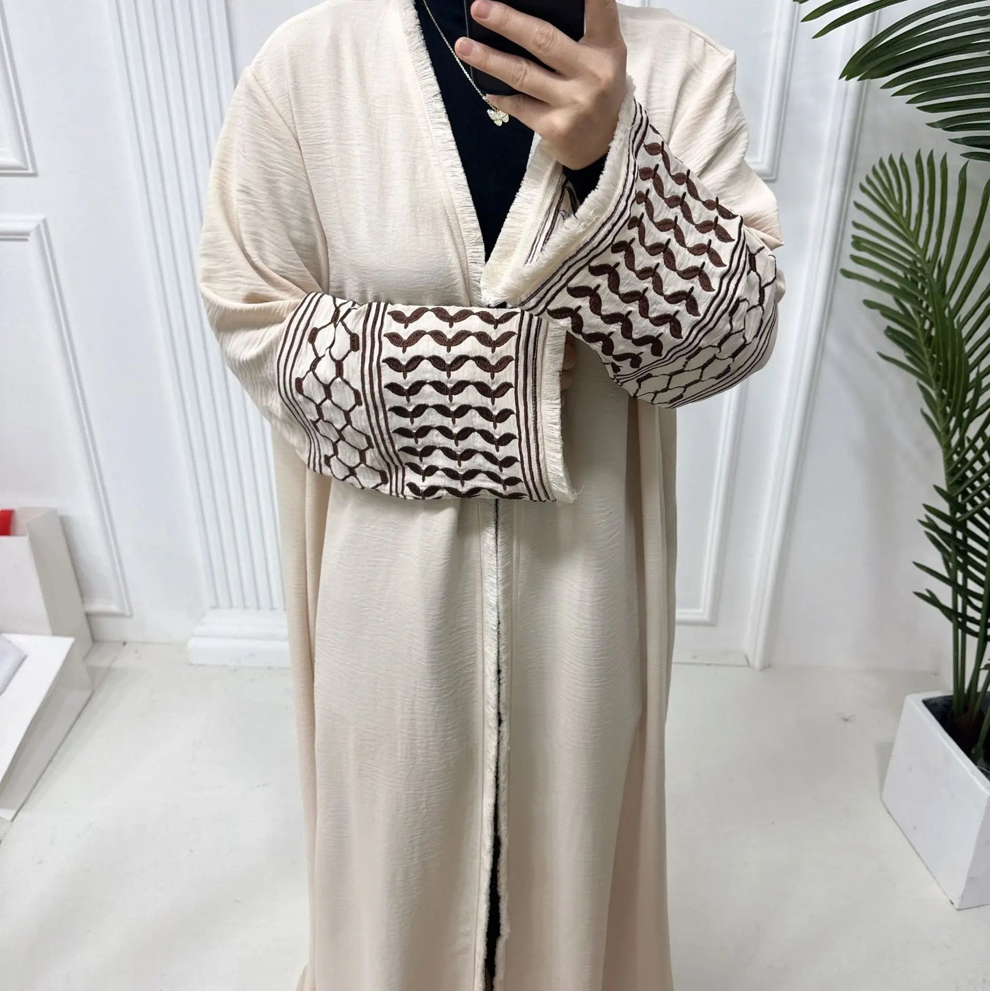 New Soft Embroidery Palestine Kefiyyeh  Dubai Abaya