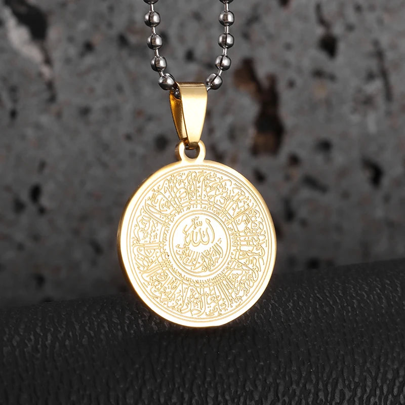 Exquisite Hollow Map Pendant Necklace for Women Men Fashion Charm Arabic Stainless Steel Amulet Jewelry