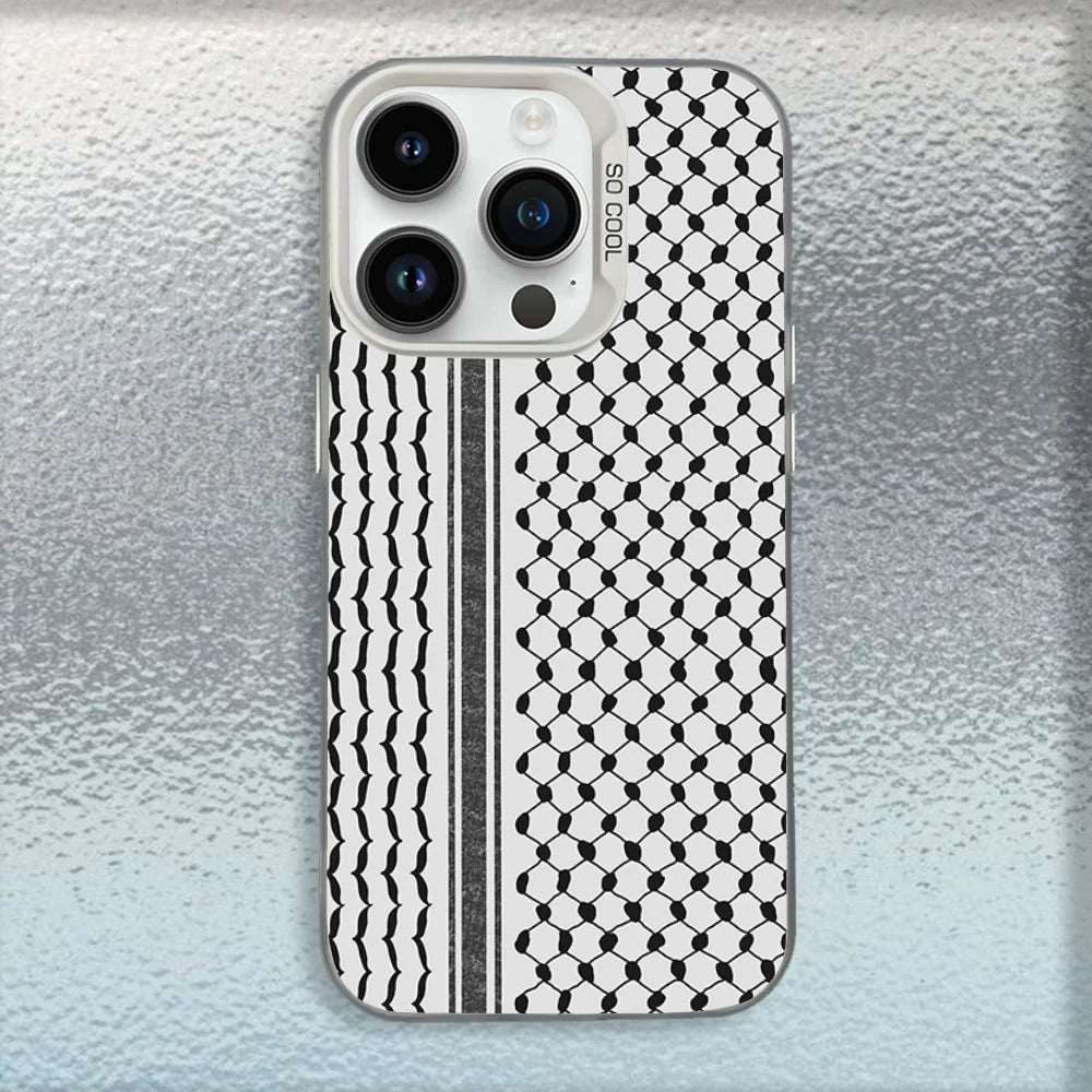 P-Palestine-S Hattah Keffiyeh Phone Case For iPhone 16,15,14,13,12,11,Mini,Pro,MAX White Matte Shockproof Cover