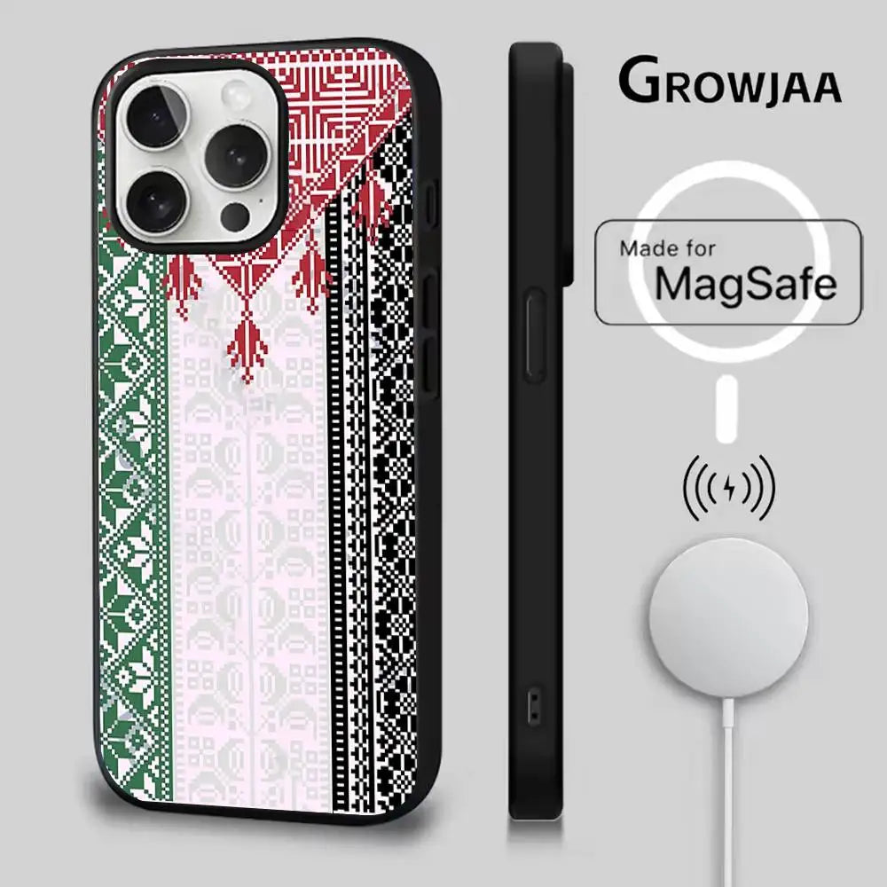 Palestine Hattah Keffiyeh Phone Case For iPhone Magsafe Magnetic Wireless Charging
