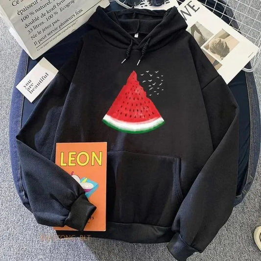 Watermelon Palestine Hoodies with Pocket Comfortable Drawstring Hoody Clothing Women Tops 2024