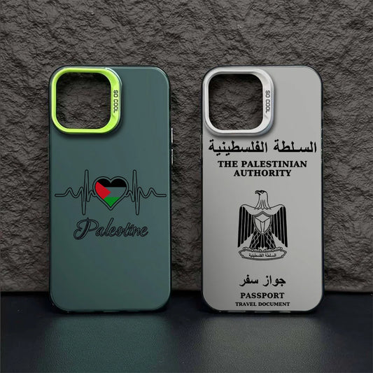 Case For iPhone Palestine Passport Flag Map Anti-Fall Matte Back