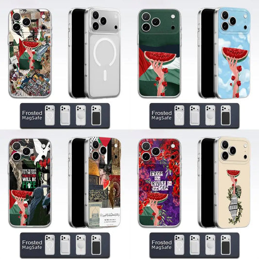 Watermelon Art P-Palestine Flag Phone Case For iPhone Magsafe Transparent