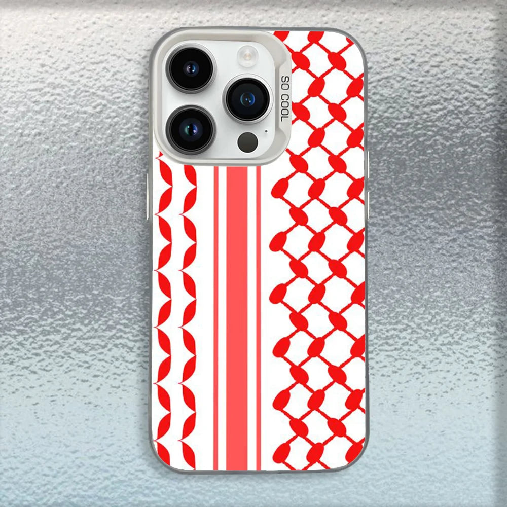 P-Palestine-S Hattah Keffiyeh Phone Case For iPhone 16,15,14,13,12,11,Mini,Pro,MAX White Matte Shockproof Cover