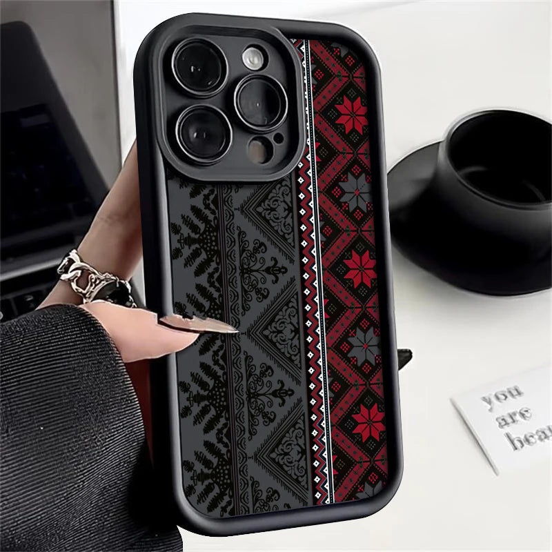 Tatreez Pattren Shockproof Case For iPhone Soft TPU Phone Cover