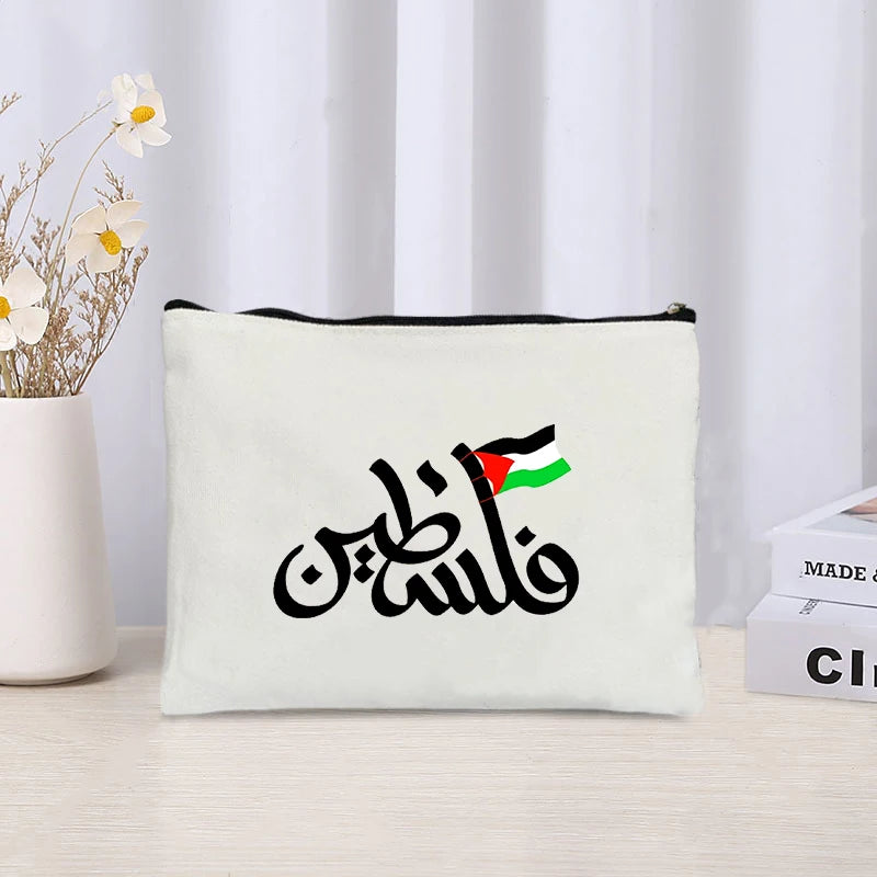 Country Map Printed Canvas Cosmetic Bag