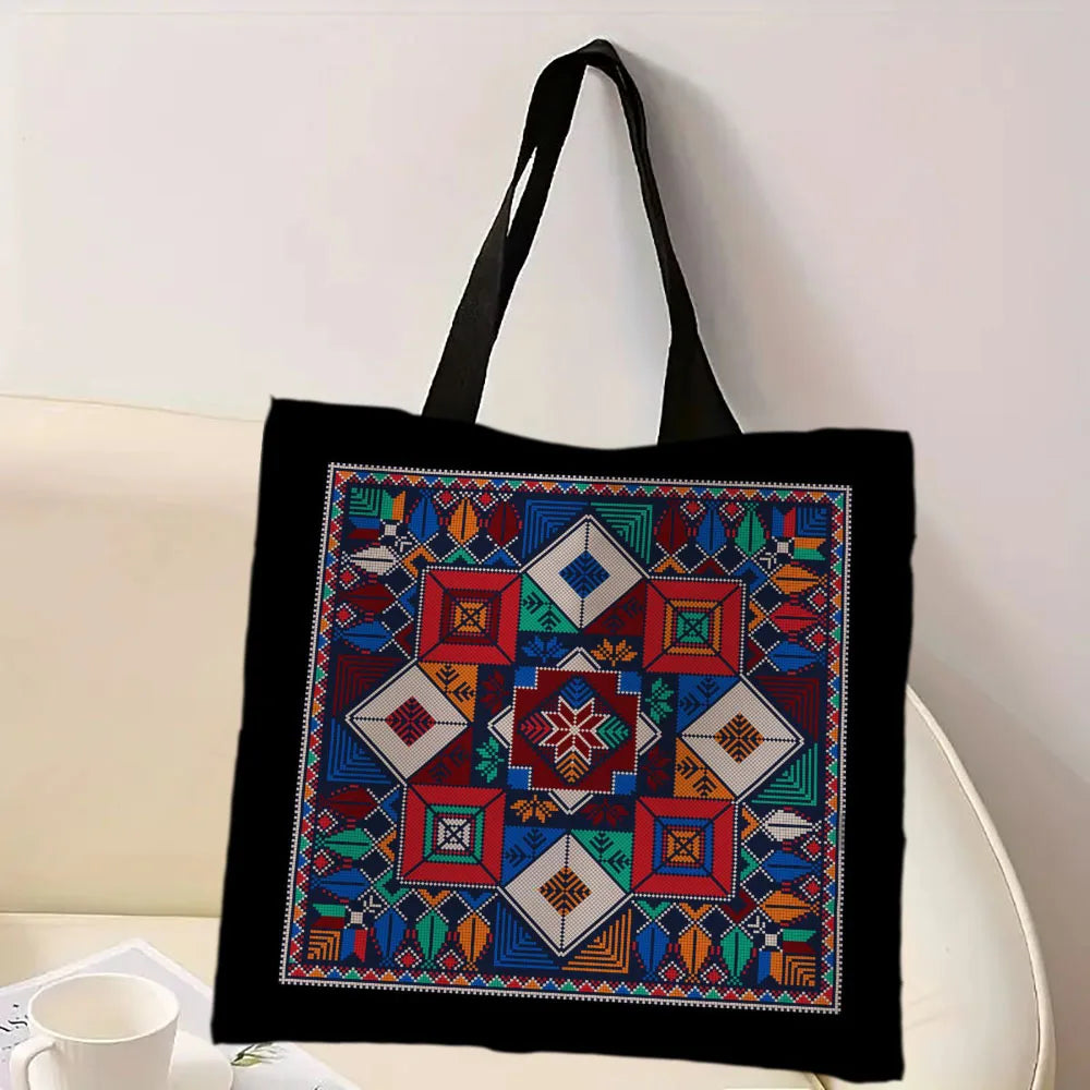 Heart Peace Floral Shoulder Bags Arabic Calligraphy Arab Keffiyeh