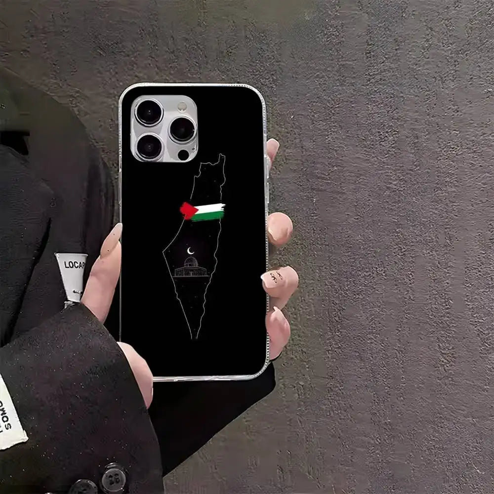 Palestine Flag MAP Phone Case For iPhones Multicolor Matte Silver-Plated Protective