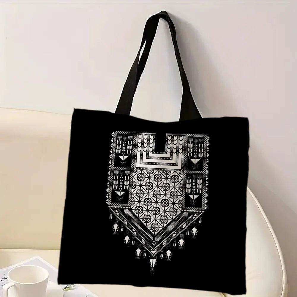 Heart Peace Floral Shoulder Bags Arabic Calligraphy Arab Keffiyeh