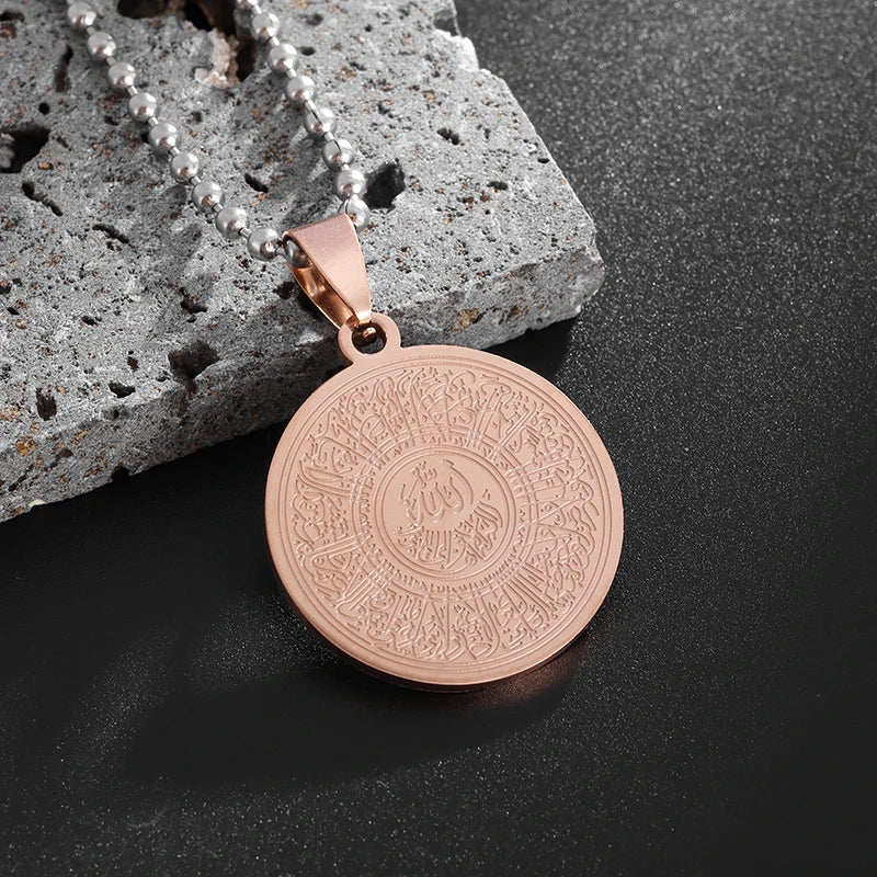Exquisite Hollow Map Pendant Necklace for Women Men Fashion Charm Arabic Stainless Steel Amulet Jewelry