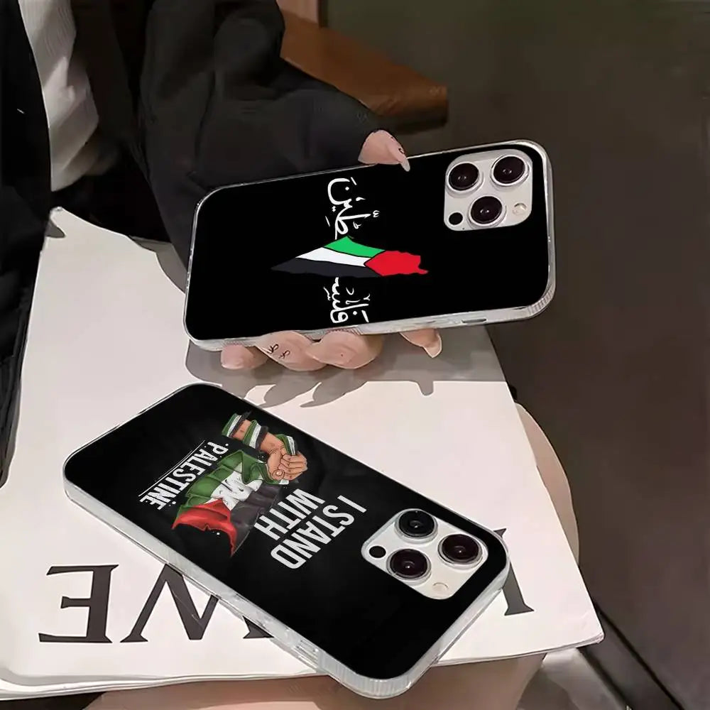 Palestine Flag MAP Phone Case For iPhones Multicolor Matte Silver-Plated Protective