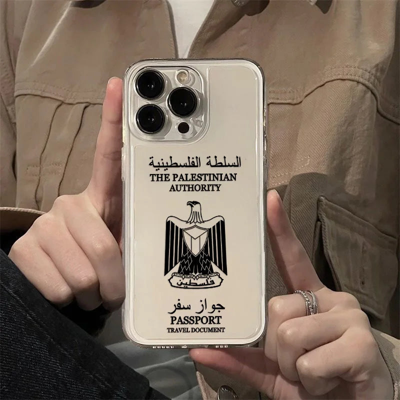 Cute Phone Case For Palestine Flag Map Passport iPhone 16 15 14 13 12 11 Mini Pro Max X XR XSMax 7 8 Plus Transparent Soft Cover