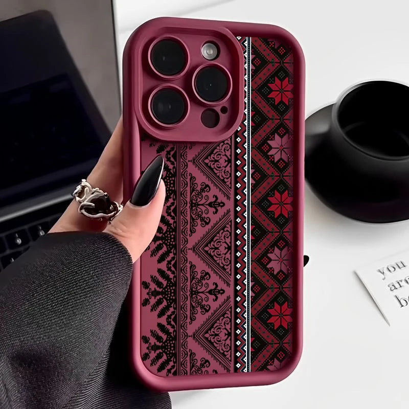 Tatreez Pattren Shockproof Case For iPhone Soft TPU Phone Cover