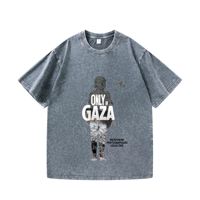 Men's T-Shirt Denim Blue Only Gaza Graphic Print Casual Daily Wear