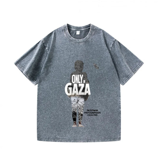 Men's T-Shirt Denim Blue Only Gaza Graphic Print Casual Daily Wear