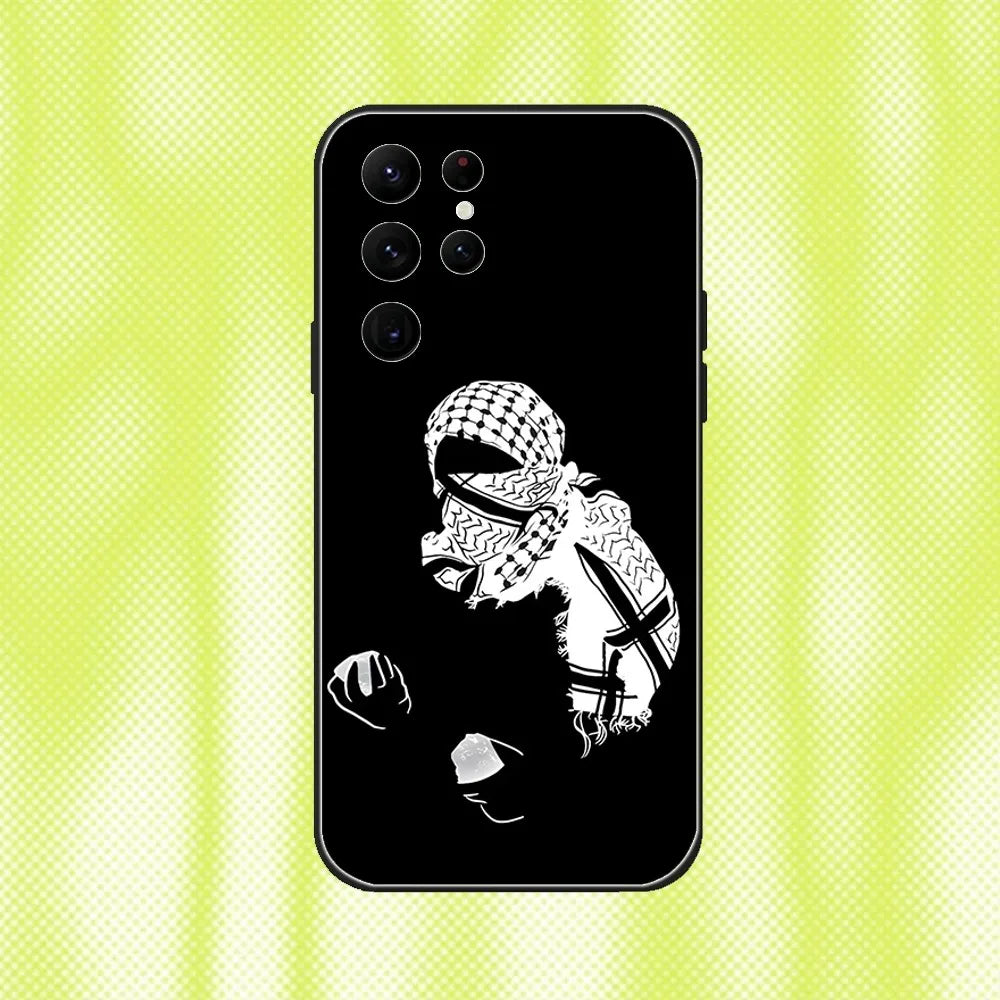 Hattah Keffiyeh Fashion Phone Case For Samsung S 25,24,23,22,30,21,10,9,Ultra,Plus,Lite,FE,4,5G Black Soft Case
