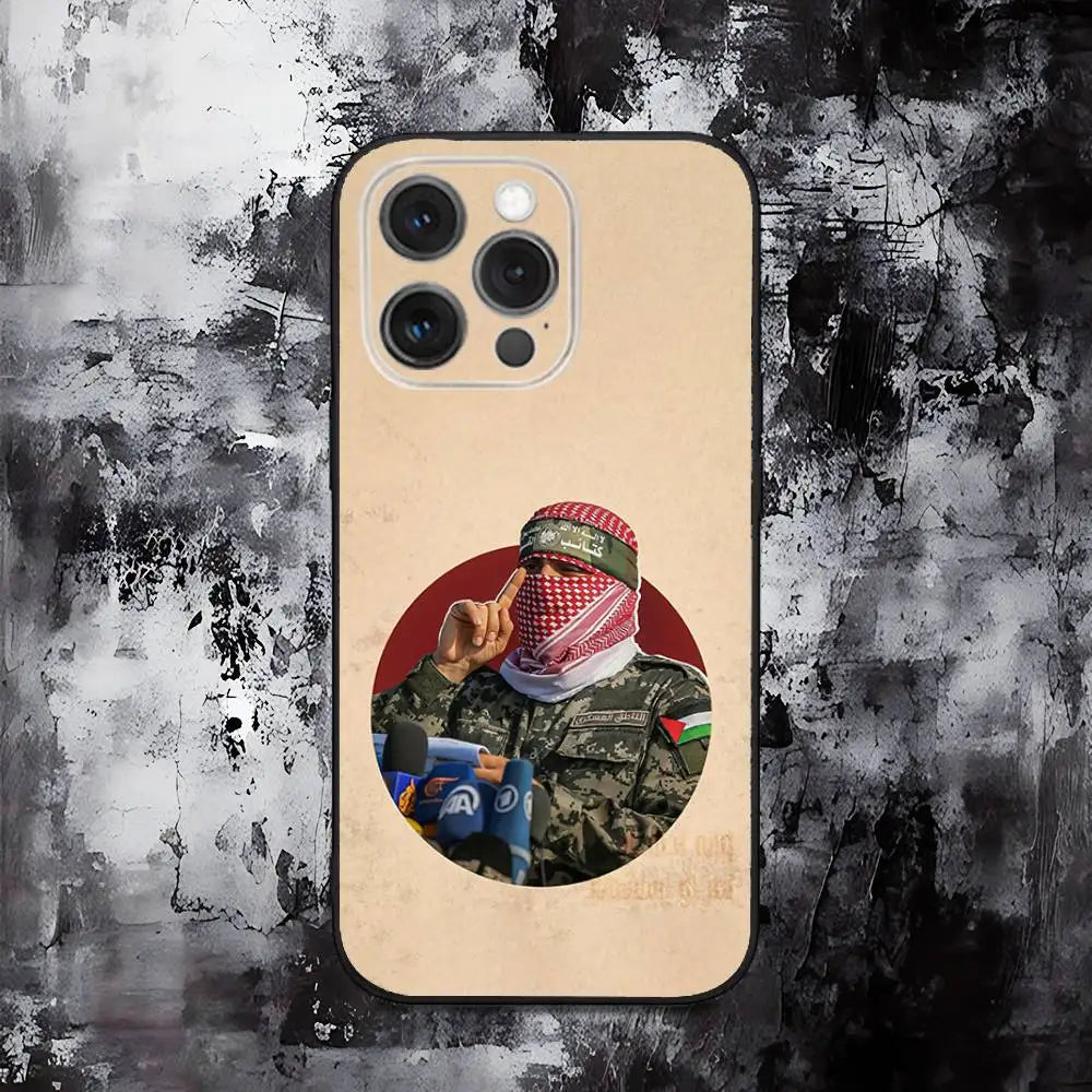 A-Abu O-Obaida Phone Case For iPhone 16,15,14,13,12,11,Pro,Max,Plus,X,XS,SE,E,Mini,Soft Silicone Black Case