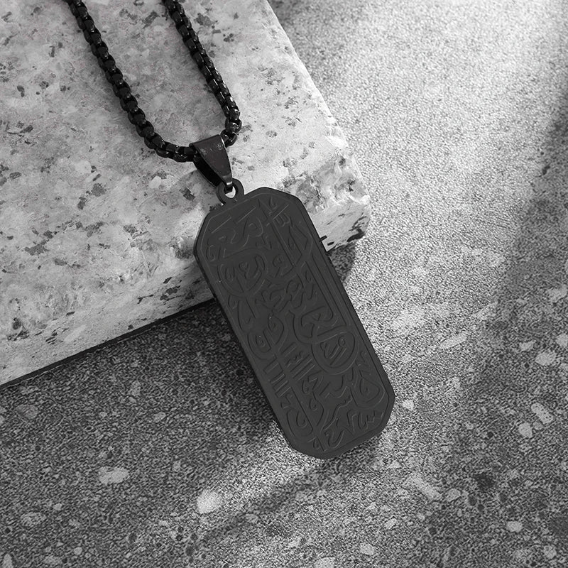 Exquisite Hollow Map Pendant Necklace for Women Men Fashion Charm Arabic Stainless Steel Amulet Jewelry