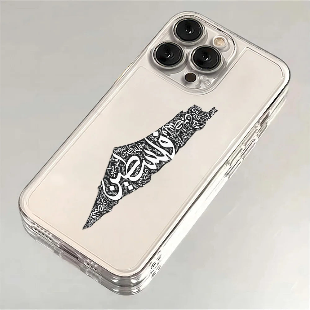 Cute Phone Case For Palestine Flag Map Passport iPhone 16 15 14 13 12 11 Mini Pro Max X XR XSMax 7 8 Plus Transparent Soft Cover