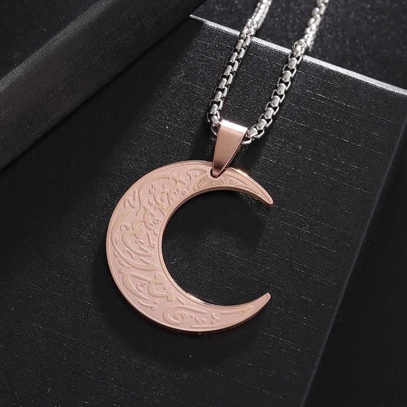 Exquisite Hollow Map Pendant Necklace for Women Men Fashion Charm Arabic Stainless Steel Amulet Jewelry