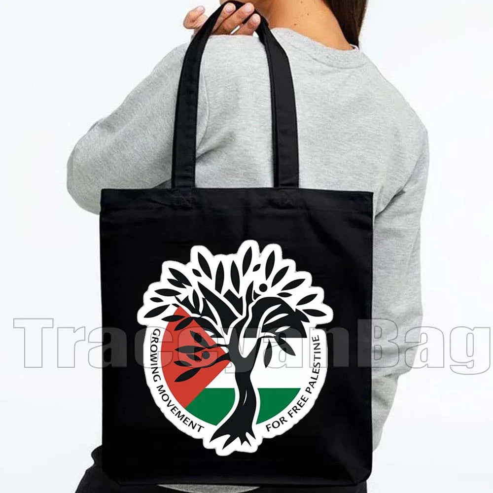 Keffiyeh Olive Tree Al Aqsa Dome of The Rock Canvas Shoulder Bag