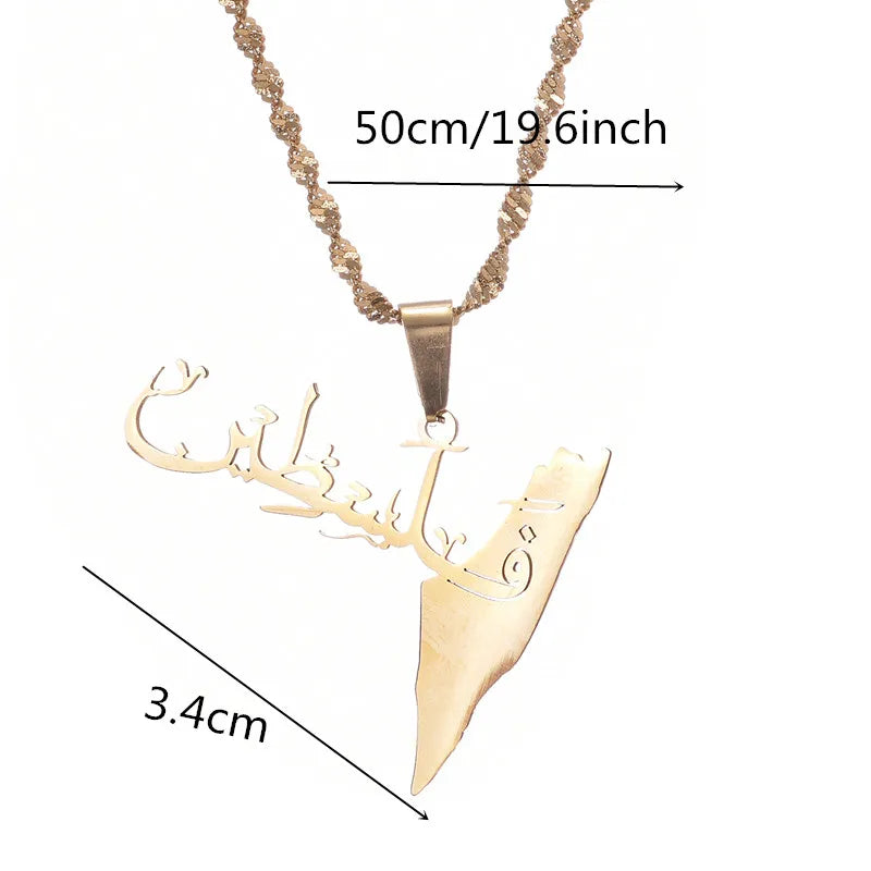 Stainless Steel Al-Aqsa Mosque Palestine Map Flag Pendant Necklaces Bracelet Ring Jewelry