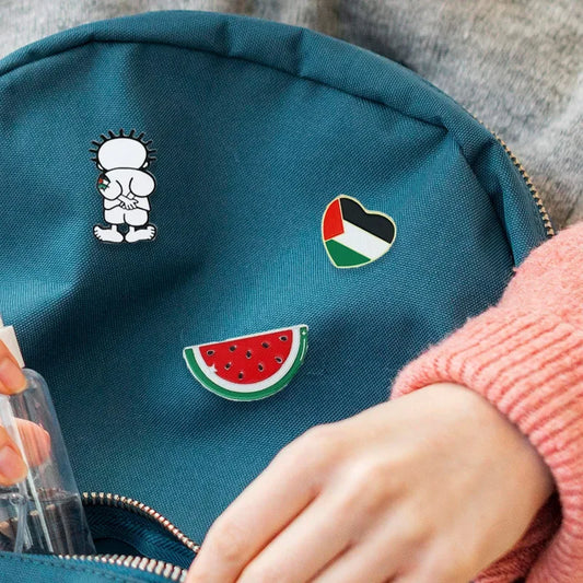 NOT A Watermelon Brooch Pin Handala Heart