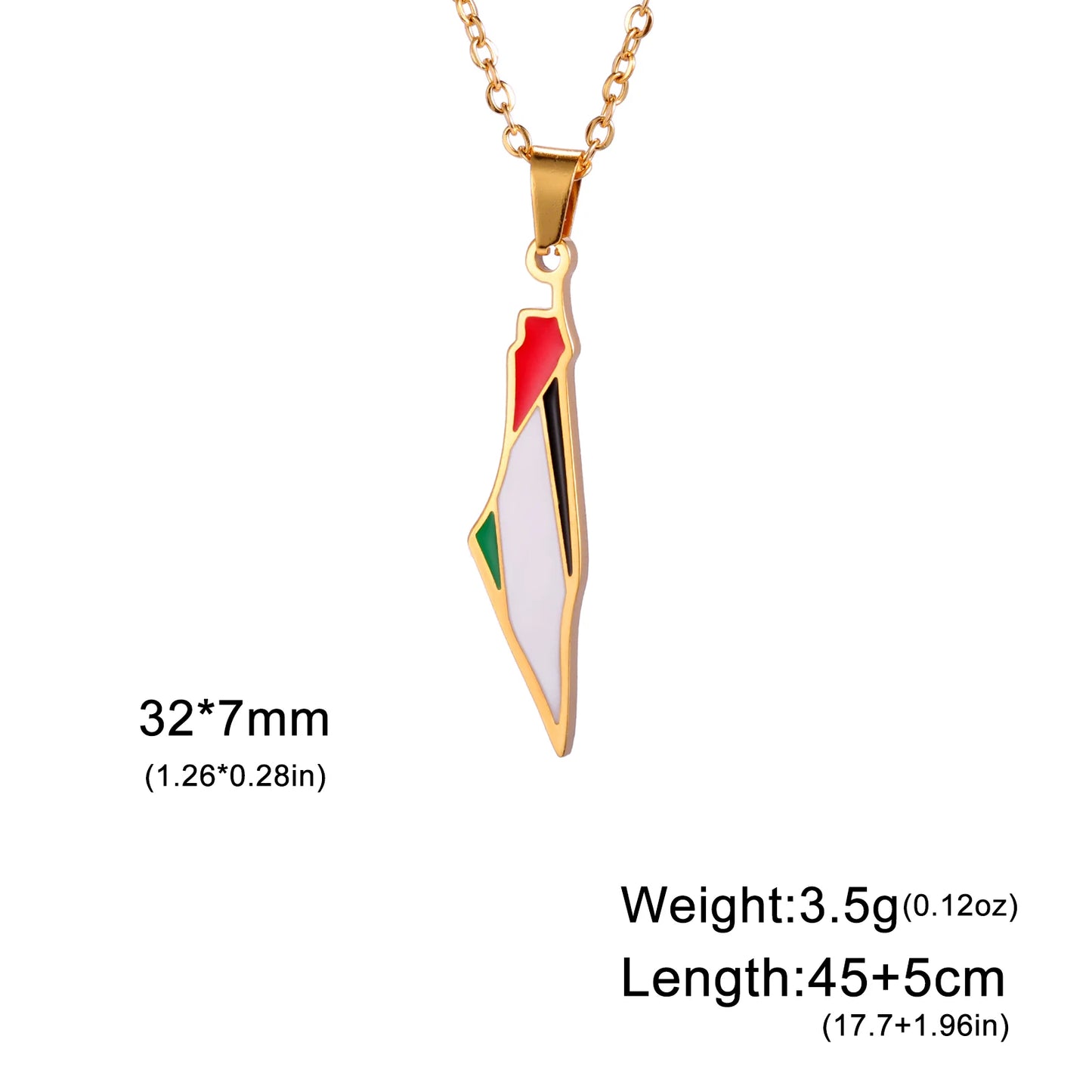 Skyrim Arabic Palestine Map Pendant Necklace Stainless Steel Neck Chain for Women Men Country Geography Jewelry Gift Wholesale