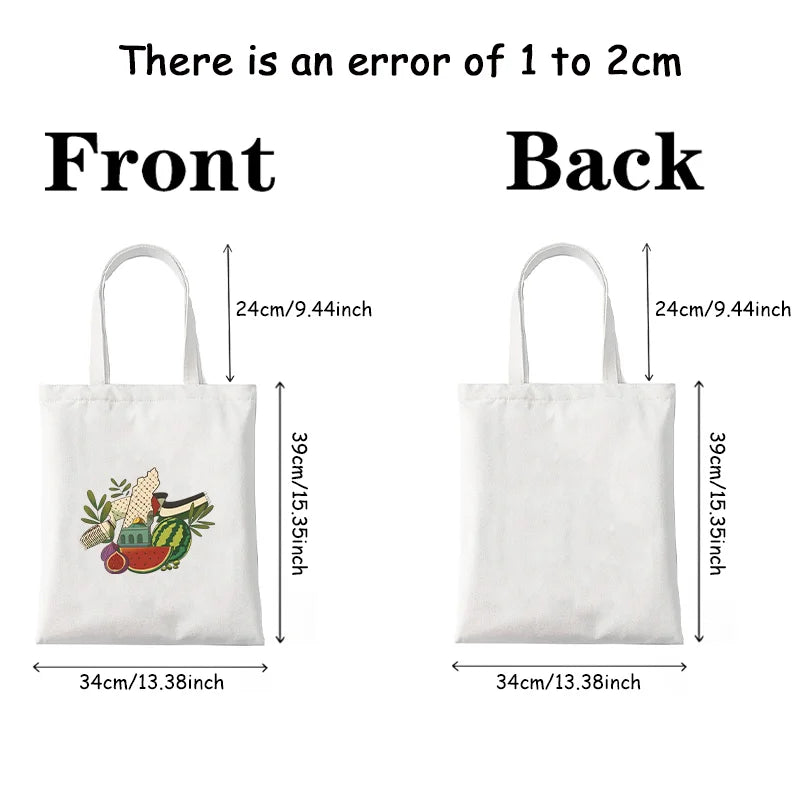 Arabic Calligraphy Olive Map Canvas Shopping Bag