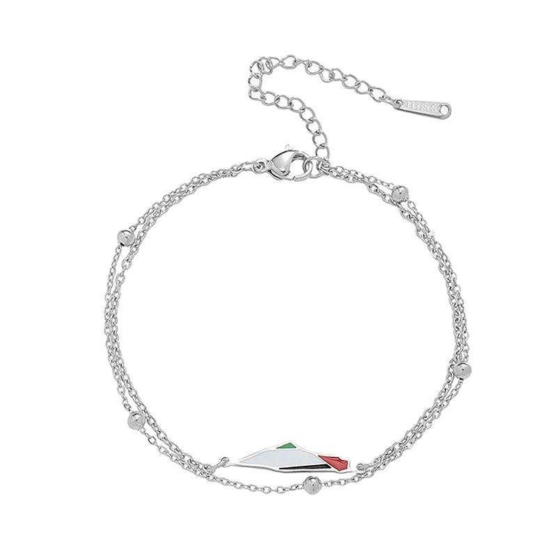 Palestinian Map Shape Stainless Steel Bracelet