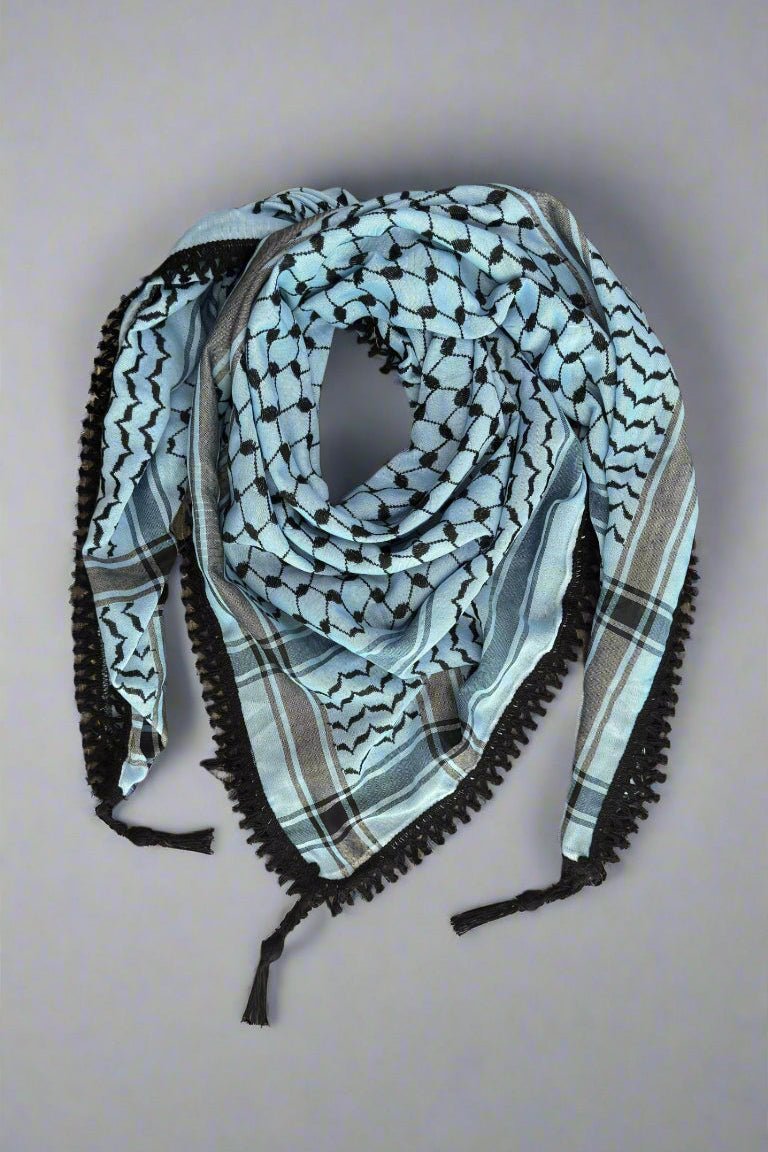 Echoes – Blue Mirage Kufiya (Keffiyeh) | Muted Threads – Made in Jordan - Palestinian Scarf