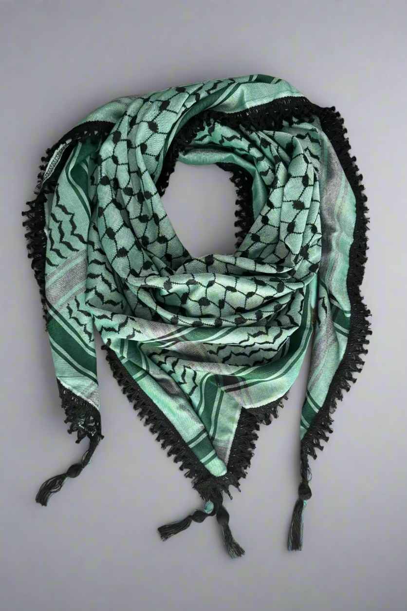 Echoes – Forest Green Kufiya (Keffiyeh) | Muted Threads – Made in Jordan - Palestinian Scarf