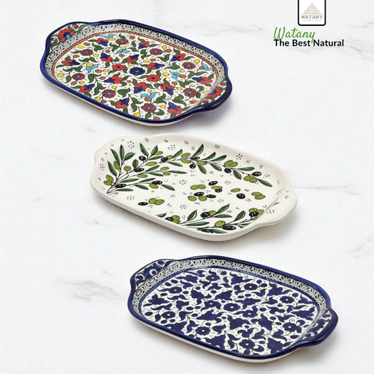 Palestinian Ceramic Serving Plate 24×34×7 cm