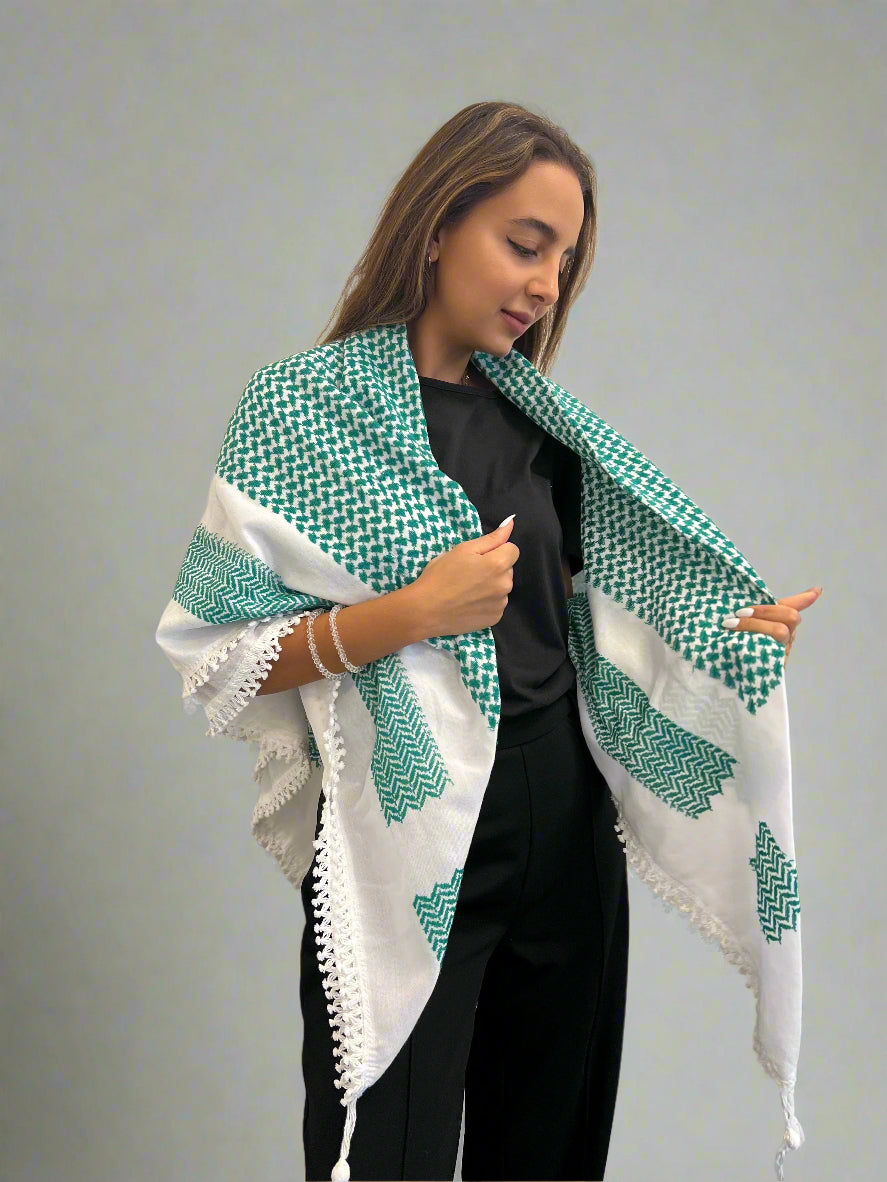 Bold Green Kufiya (Keffiyeh) | Striking Colors - Made in Jordan - Palestinian Scarf