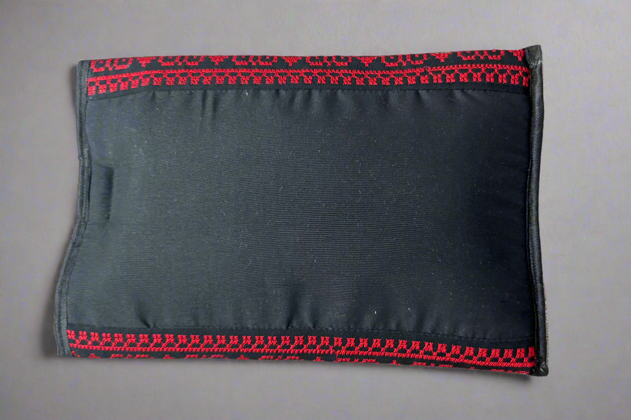 Tatreez Tissue Box | Red, Gold & Teal – Handcrafted Fabric Cover Made in Jordan