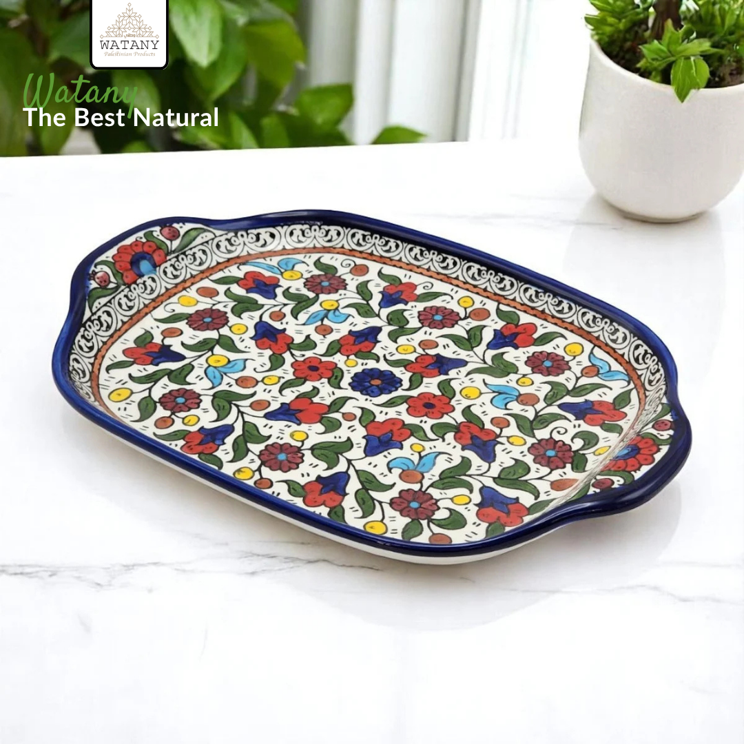 Palestinian Ceramic Serving Plate 24×34×7 cm