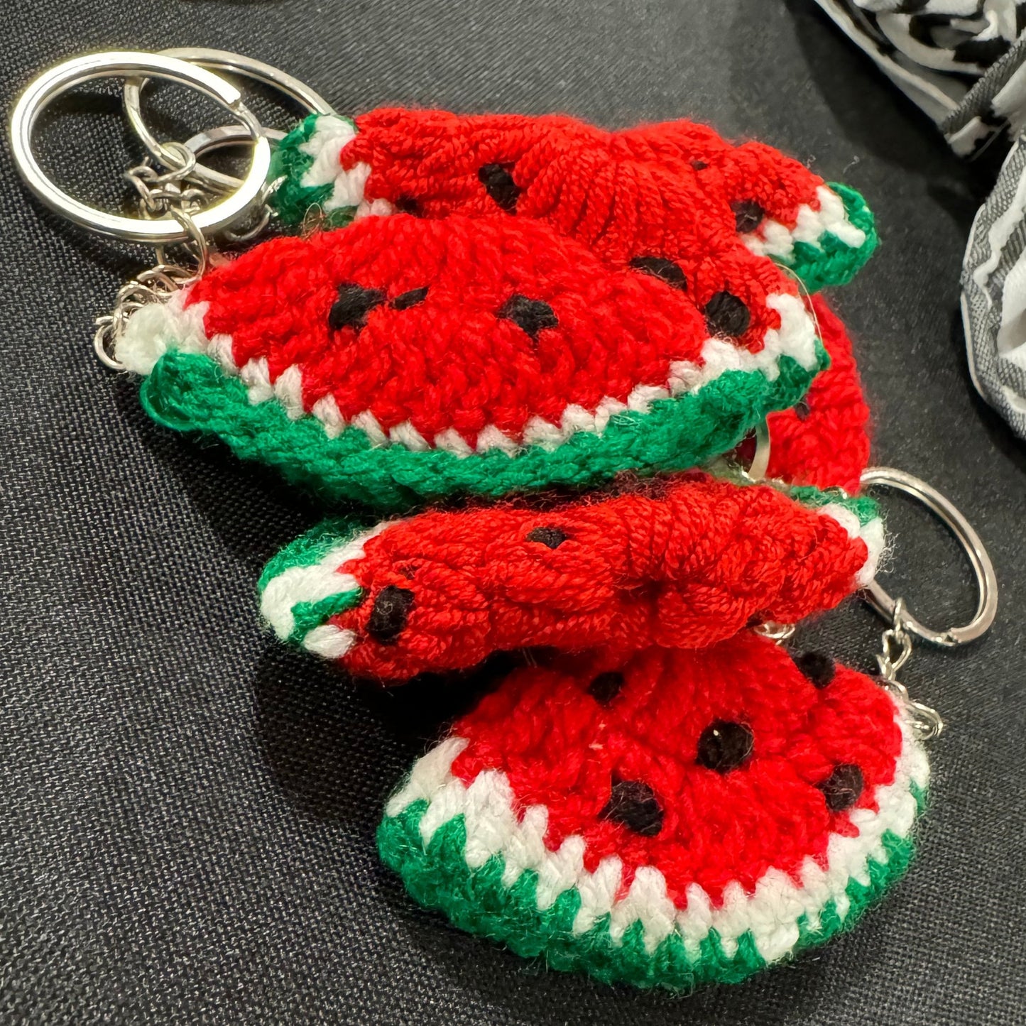 Watermelon Crochet Accessories | Keychain & Pin – Handmade in Jordan